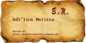 Bálint Melitta névjegykártya